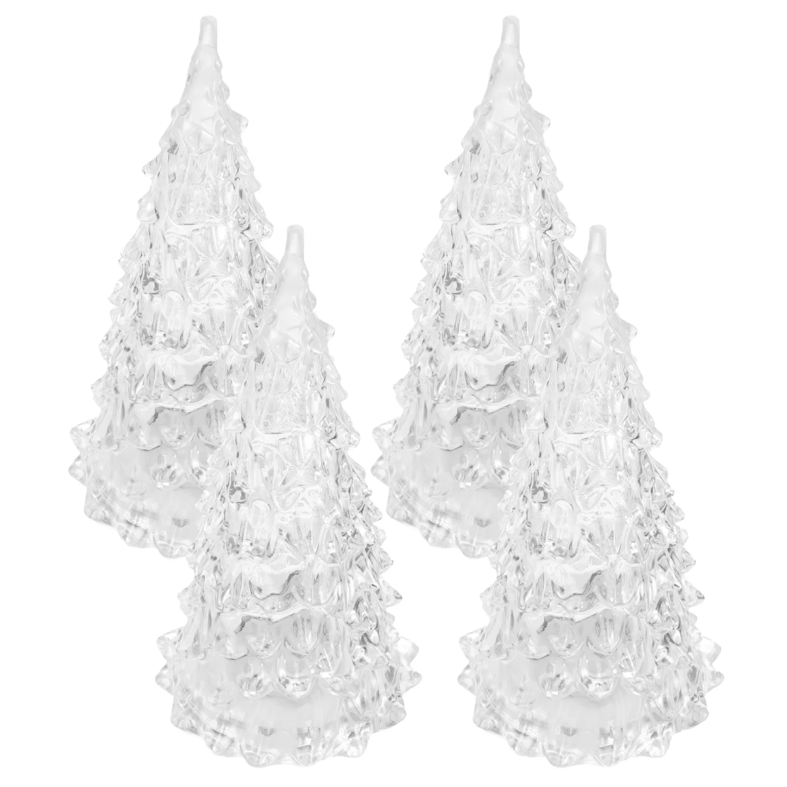 

4pcs Led Mini Christmas Tree 3D Crystal Night Light Desktop Xmas Decoration For Party Home Festive Display Tabletop Decor