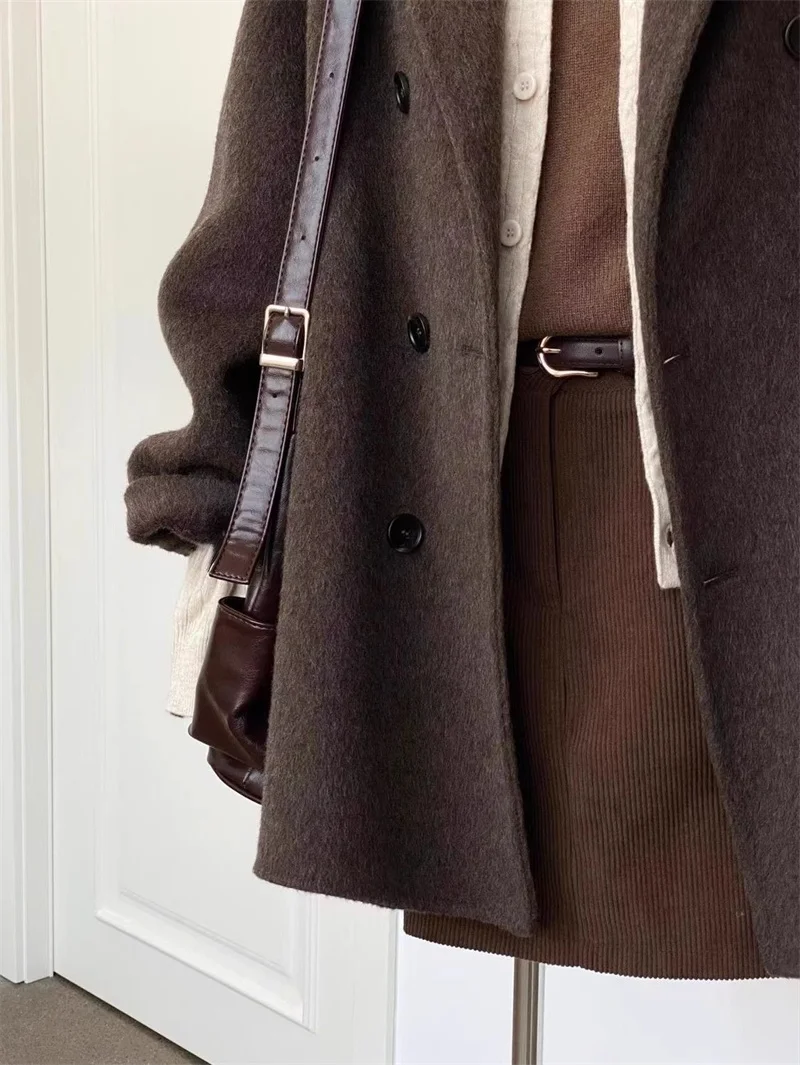 Short Double Sided Wool Coat Women's Loose Korean Woolen Suit Coats for Women Clothing Female New in Outwear Spring