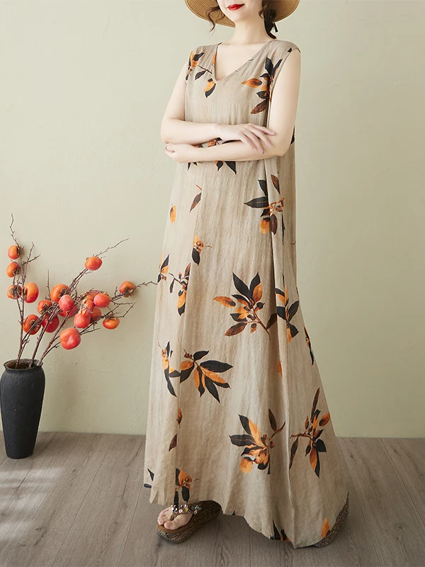 

Свободная хлопковая льняная длинная ночная рубашка с v-образным вырезом в Корейском стиле Sle Home Dr Lazy Sle Le с цветочным принтом, летняя ночная рубашка Dr