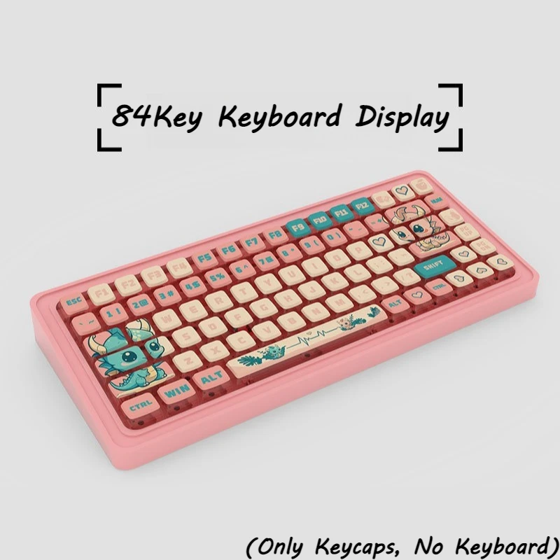 Cartoon Dragon 125Keys SA Profile PBT Keycaps 5 Sides Dye Sublimation Side Print Transparent KeyCap Set for Mechanical Keyboard