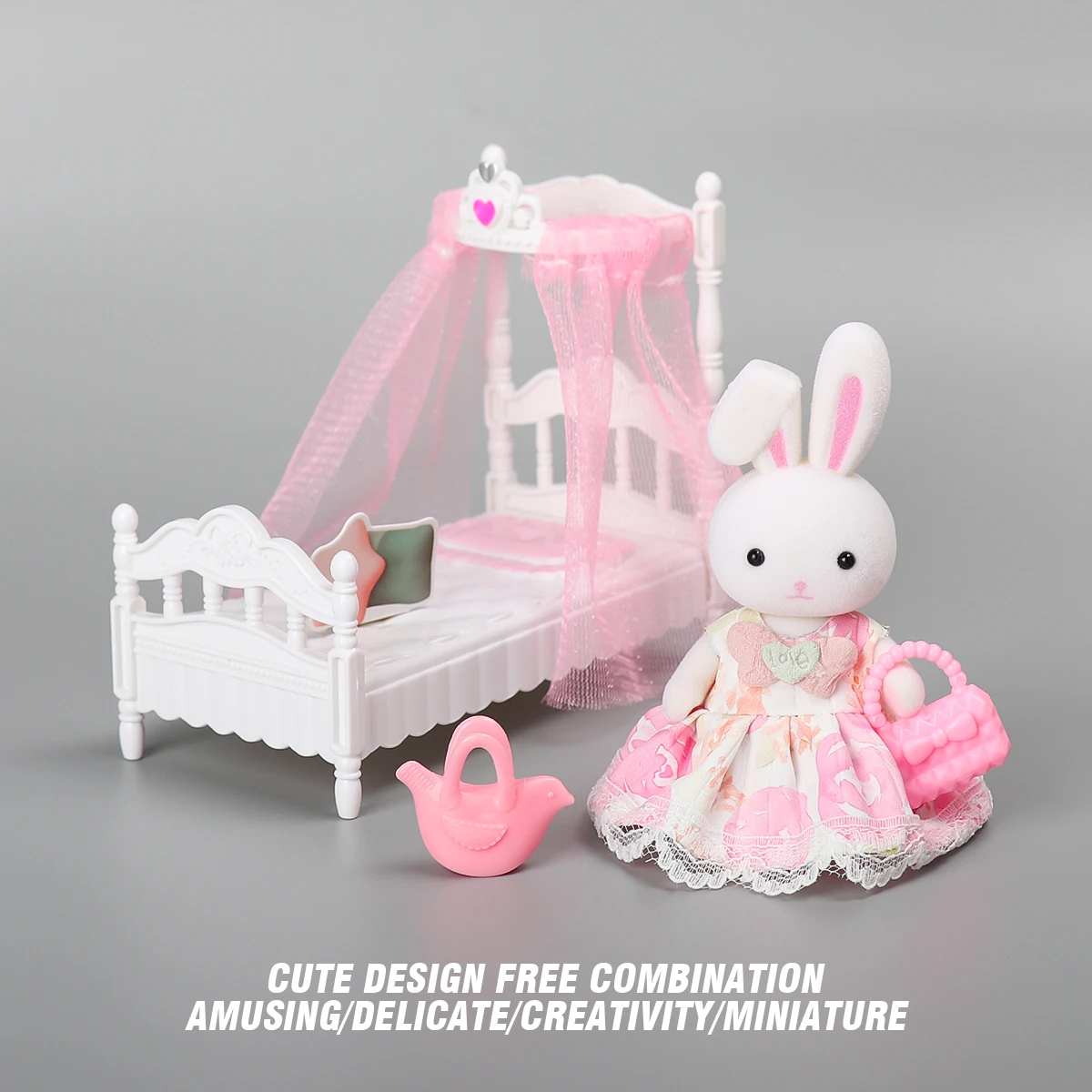 1:12 التظاهر لعبة أرنب عيد الفصح الأسرة محاكاة النمذجة دمية المنمنمات ملحقات منزل اللعب لعب للهدايا