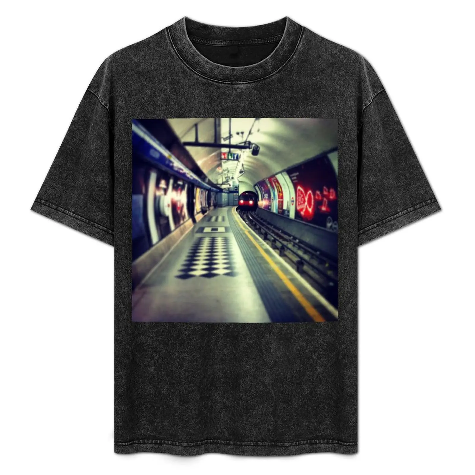 

London underground - Train coming! train lights on rails T-Shirt anime tshirt summer clothes mens graphic t-shirts anime
