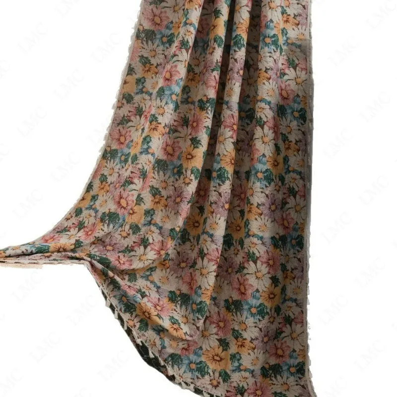 النمط الرعوي شبه التظليل الستائر الملونة الأزهار الجاكار الستائر لغرفة المعيشة غرفة الطعام غرفة نوم المطبخ الستار نافذة الخليج #5