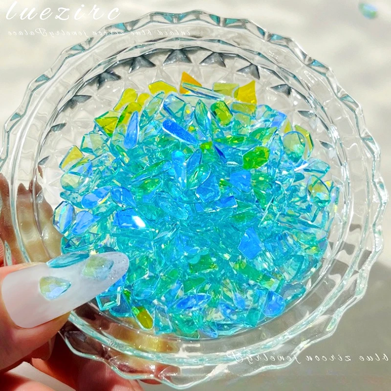 

Mini Flat Bottom Nail Rhinestones Peacock Blue Colourful Irregular Spliceable Crystal Nail Decorations DIY Nail Art Accessories
