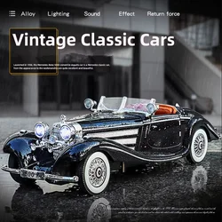 1:32 1936 Benzs 500K Alloy Classic Car Model Diecast Metal Retro Vehicle Car Model High Simulation Sound and Light Kids Toy Gift