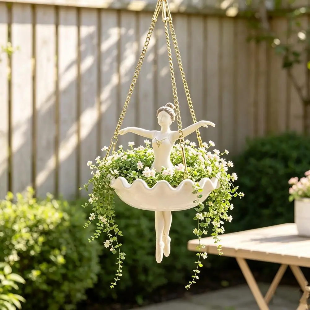 Ballet Dancer Hanging Planter Hanging, Basket for Indoor Outdoor Decor, Unique & Trailing Plant Holder,Elegant Ballerina Figure