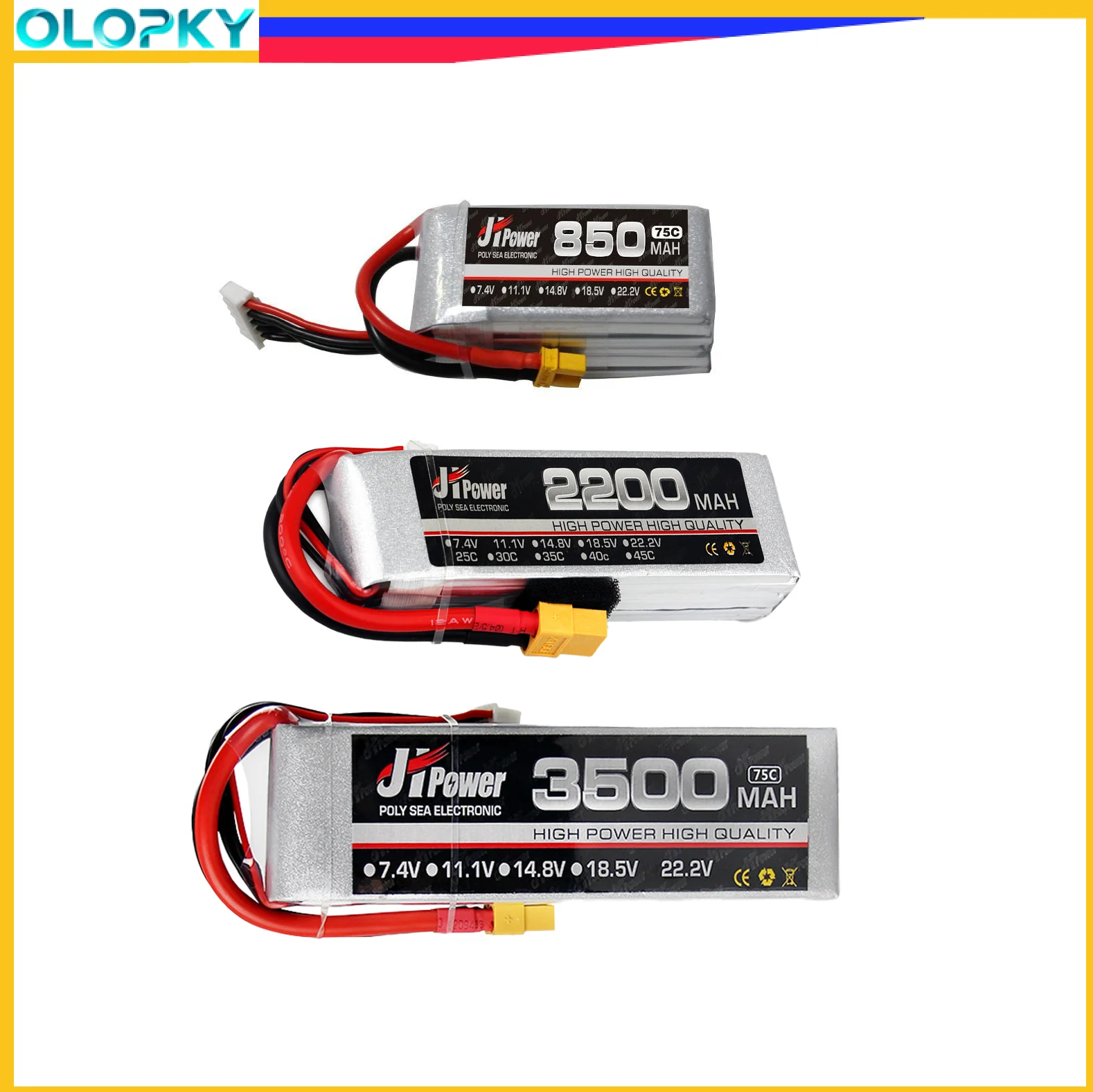

Lipo Battery 7.4V 11.1V 14.8V 18.5V 22.2V 29.6V 850mAh 2200mAh 3500mAh 35C 75C with XT60 connector For FPV Quadcopter Helicopter