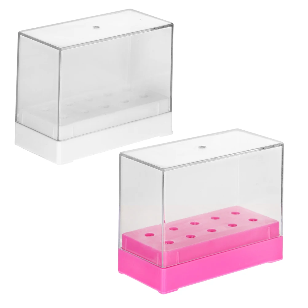

2pcs Nail Drill Bits Storage Box Tungsten Steel ganizer PP Material Display Case Polishing Holder Grinding Head Finishing