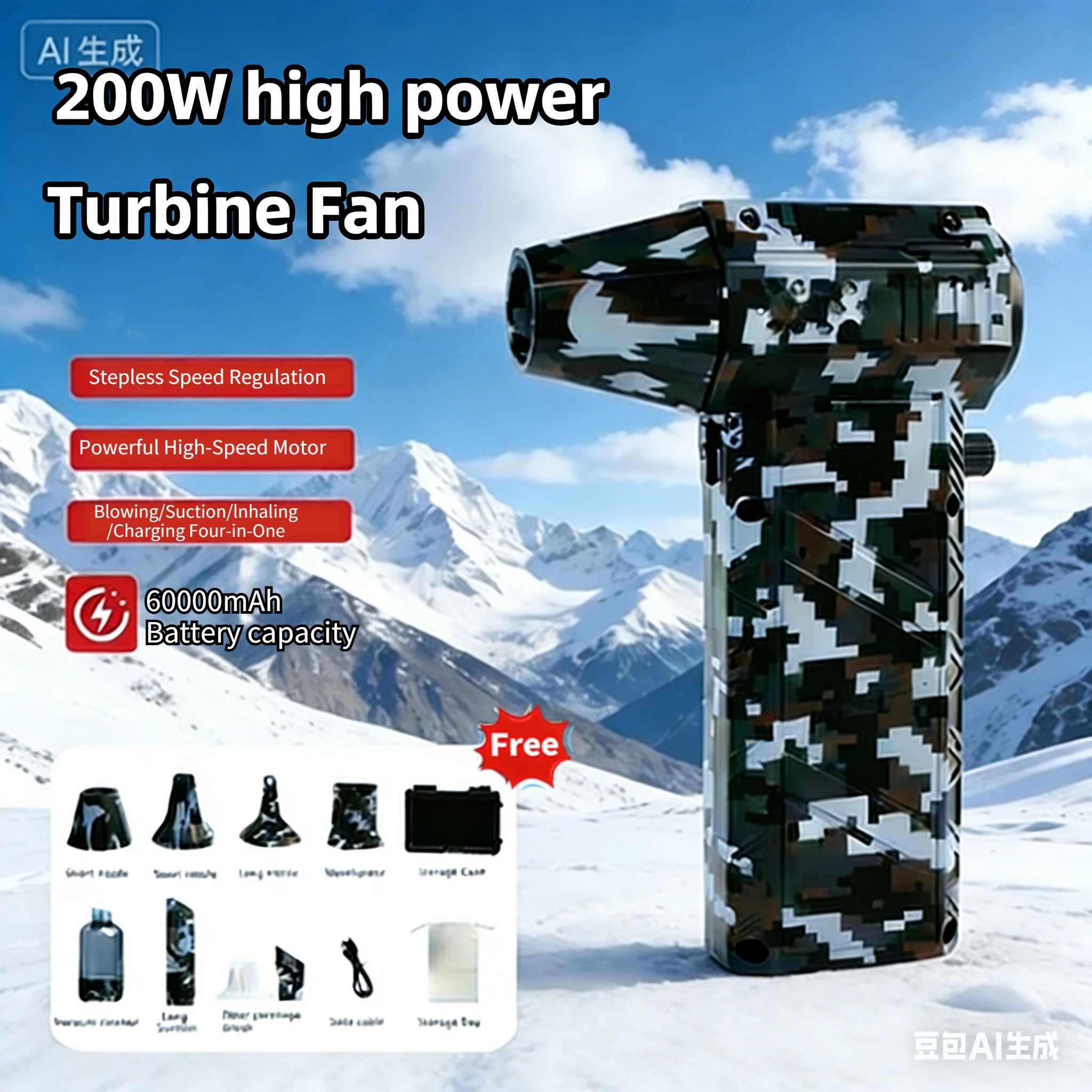

X6 Turbo Fan Многофункциональный портативный охлаждающий вентилятор для дома Снегоочиститель Кемпинг ПК Очистка клавиатуры AC Пыль Путешествия Пожарный запуск