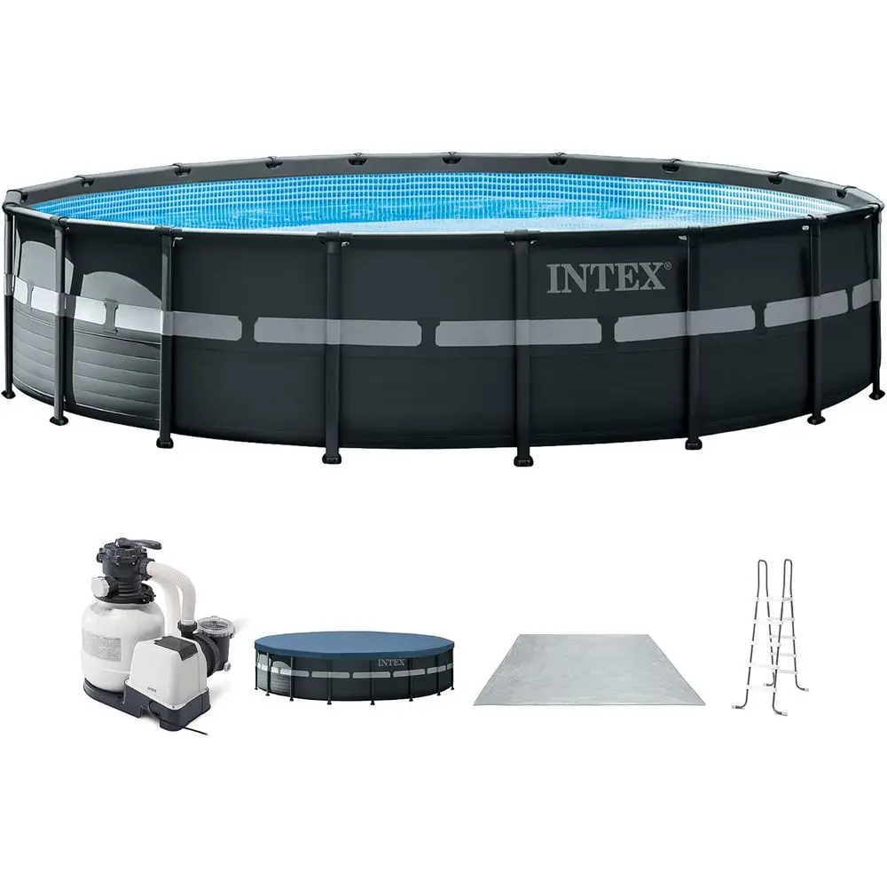 Ultra XTR 18t x 52in Round Above Ground Swimming Pool Set w/Pump | 26329EP - 2100 GPH Sand ilter Pump, Ladder, Pool Cover & Grou