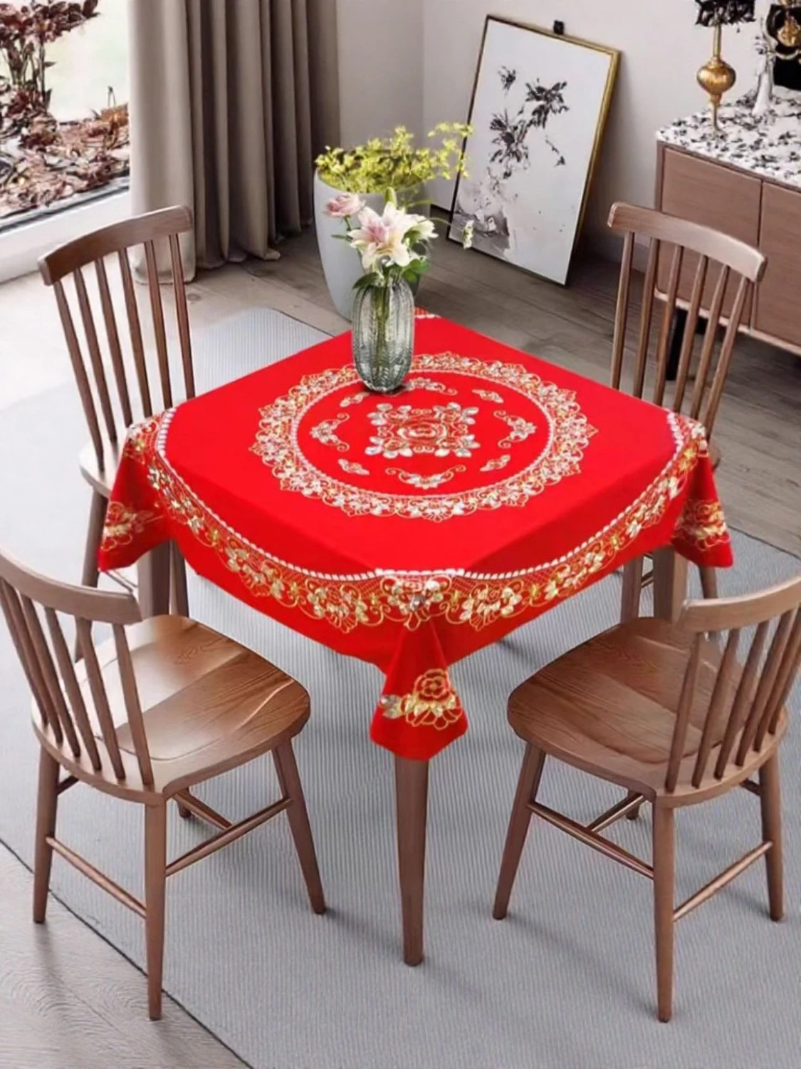 

Thiened PVC Tablecloth Waterproof Oil-resistant Anti-scalding Dining Table Cloth Square Coffee Table Mat Light Luxury Sense