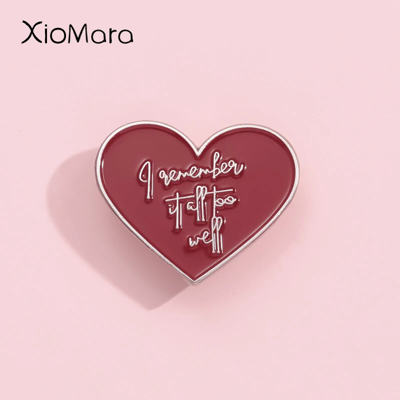 Berühmte Sänger Lieder Emaille Pin Ich erinnere mich nur zu gut Texte rotes Herz Brosche Revers Rucksack Abzeichen Schmuck Geschenk für Fans
