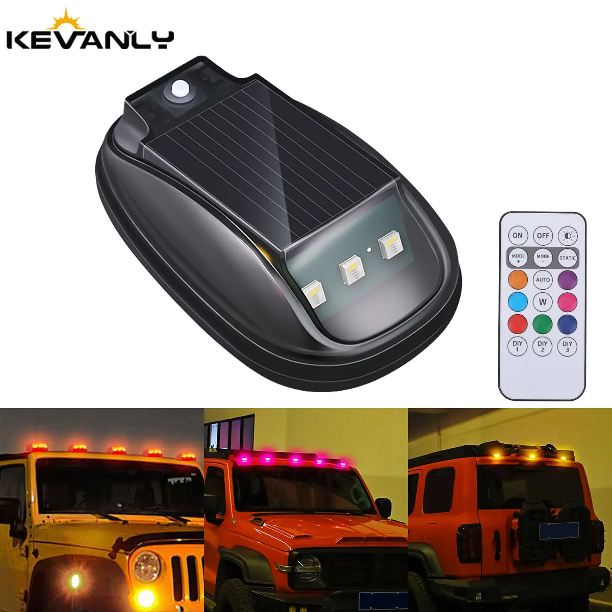 2/5 PCS RGB Solar LED Navigation Lights Remote Control Strobe Lamp Light Control Warning Light For ATV UTV Jeep 4x4 off-road