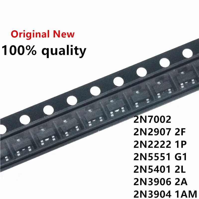 100 szt. 2 n7002lt1g 2 n7002 SOT SOT-23 SMD 702 MMBT2907A 2F 2 n2222 1P 2 n3904 1 2 n3906 2A 2 n5551 G1 2 n5401 2L MMBT2222A MMBT5551