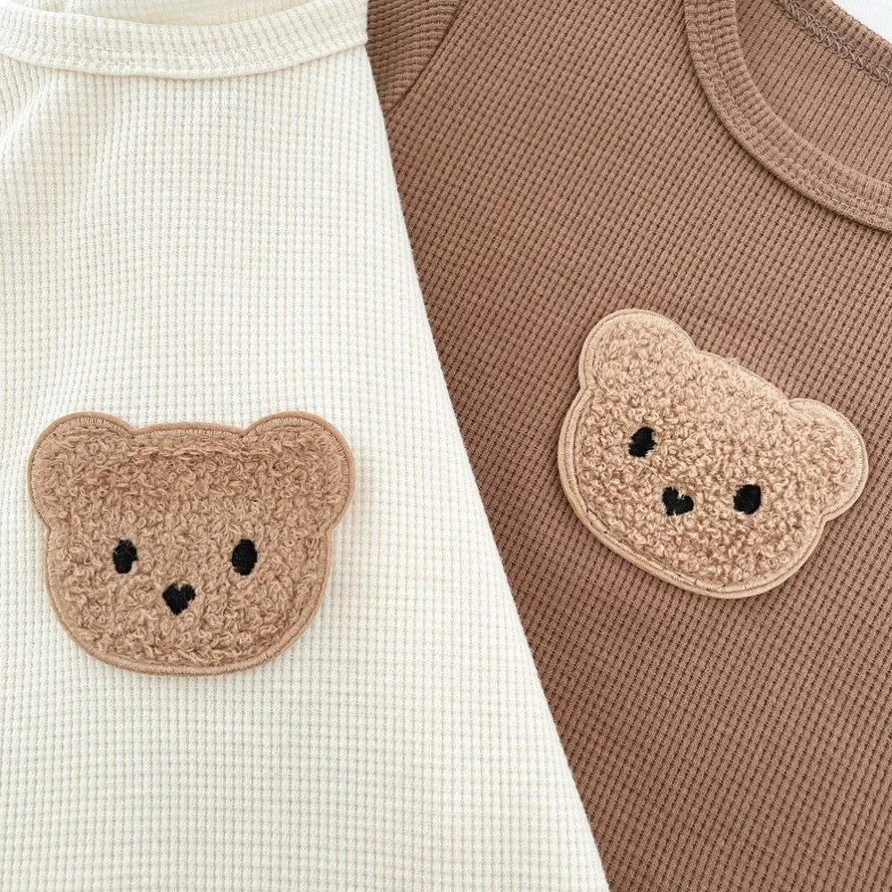 قصيرة الأكمام الطفل رومبير القطن الخالص النسيج الناعم الوليد نيسيي الهراء الملمس لطيف الدب تصميم رومبير للرضيع هدية مجموعة #3