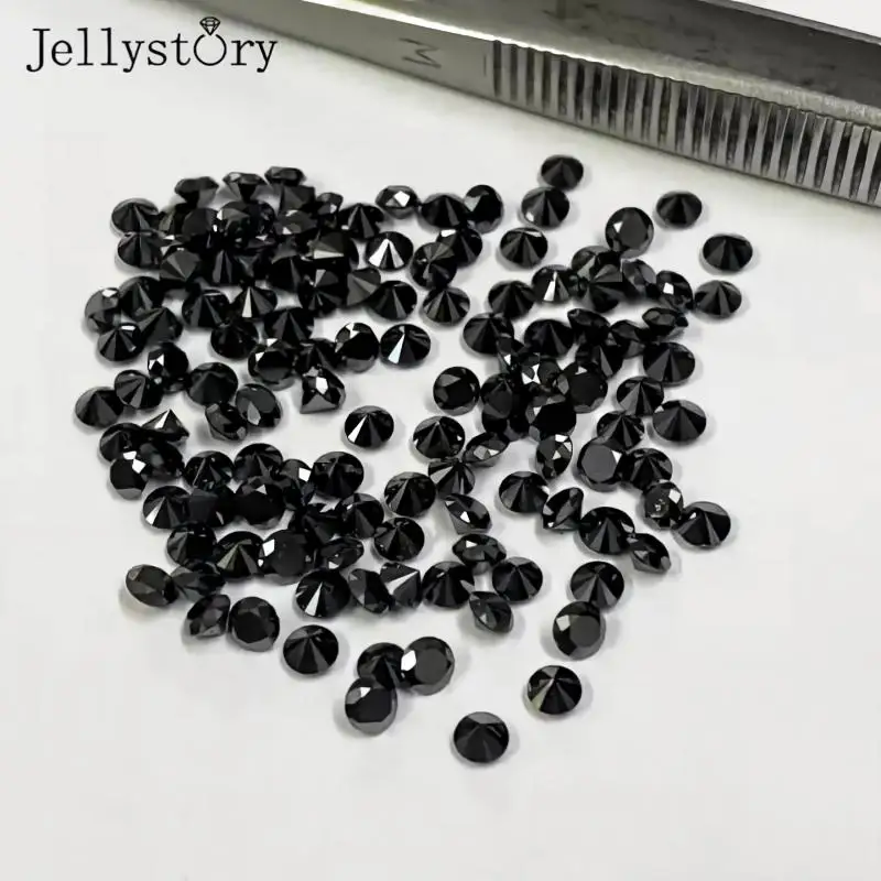 0.8-2.9mm Round Black Moissanite Loose Stone 8 Hearts 8 Arrows for DIY Jewelry Inlay and Matching