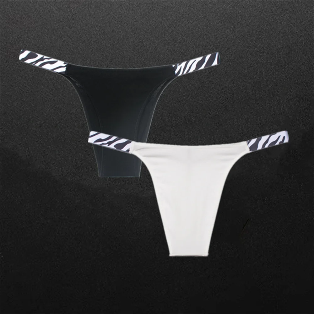 2Pcs Zebra Leopard Print Women Cotton Thong Slimming Briefs Europe America Comfortable Wide Rubber Band High Cut Tanga Underwear