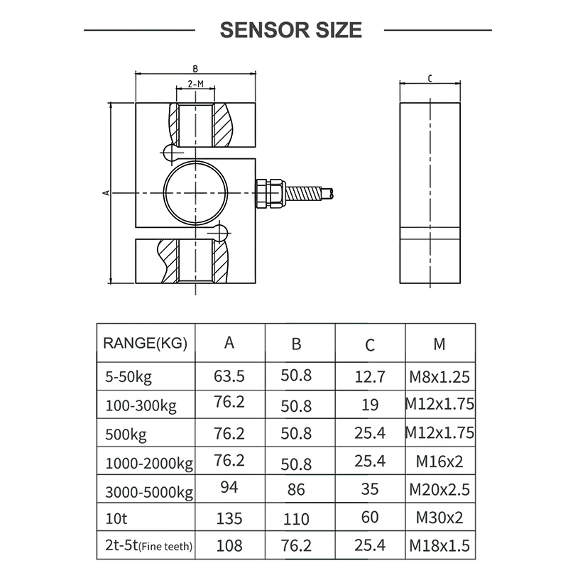 Imagem -05 - Sensor de Tensão e Pressão tipo s Sensor de Pesagem e Medição de Força