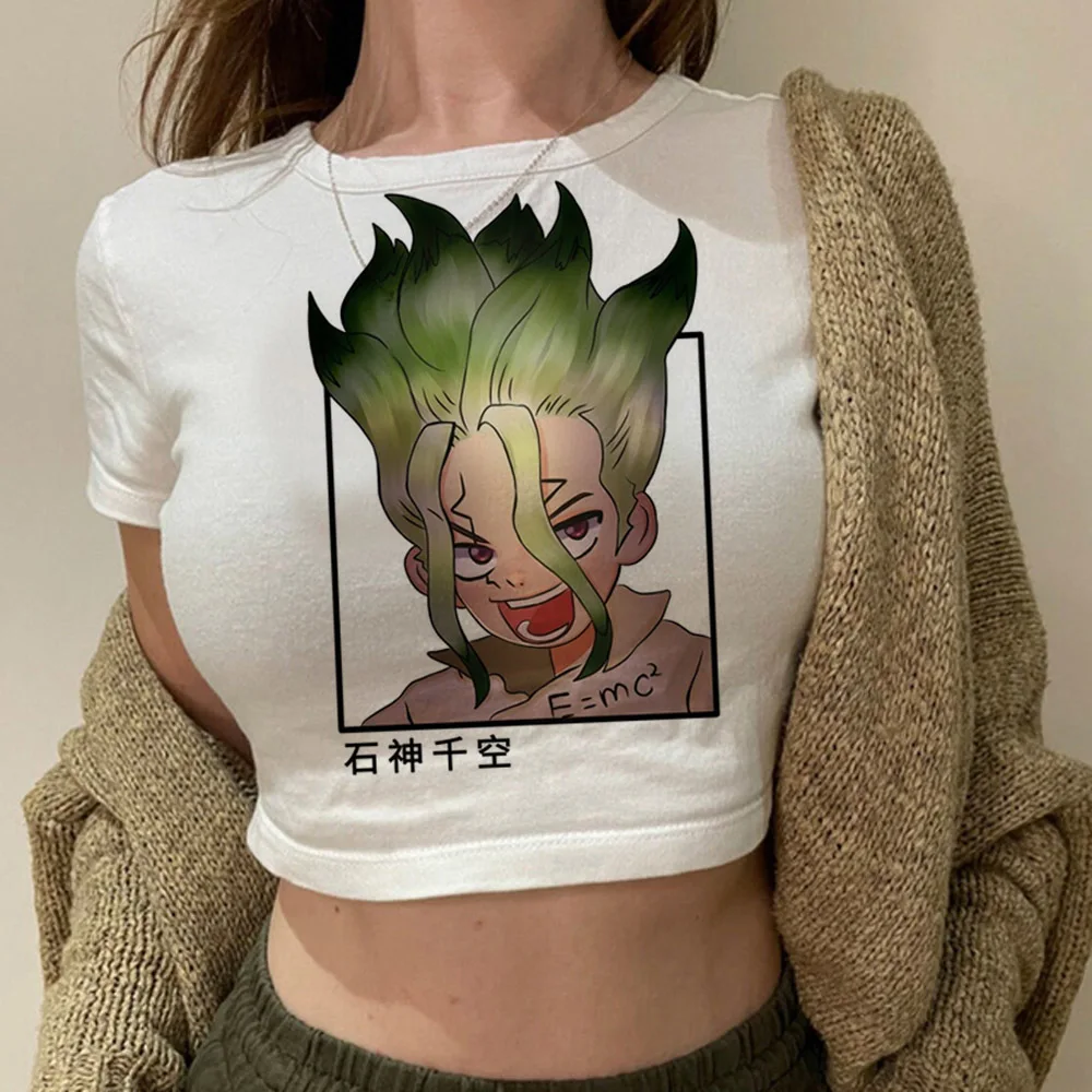 Dr Stone crop top female y2k funny emo streetwear baddie shirt kawaii harajuku gyaru clearance sales party