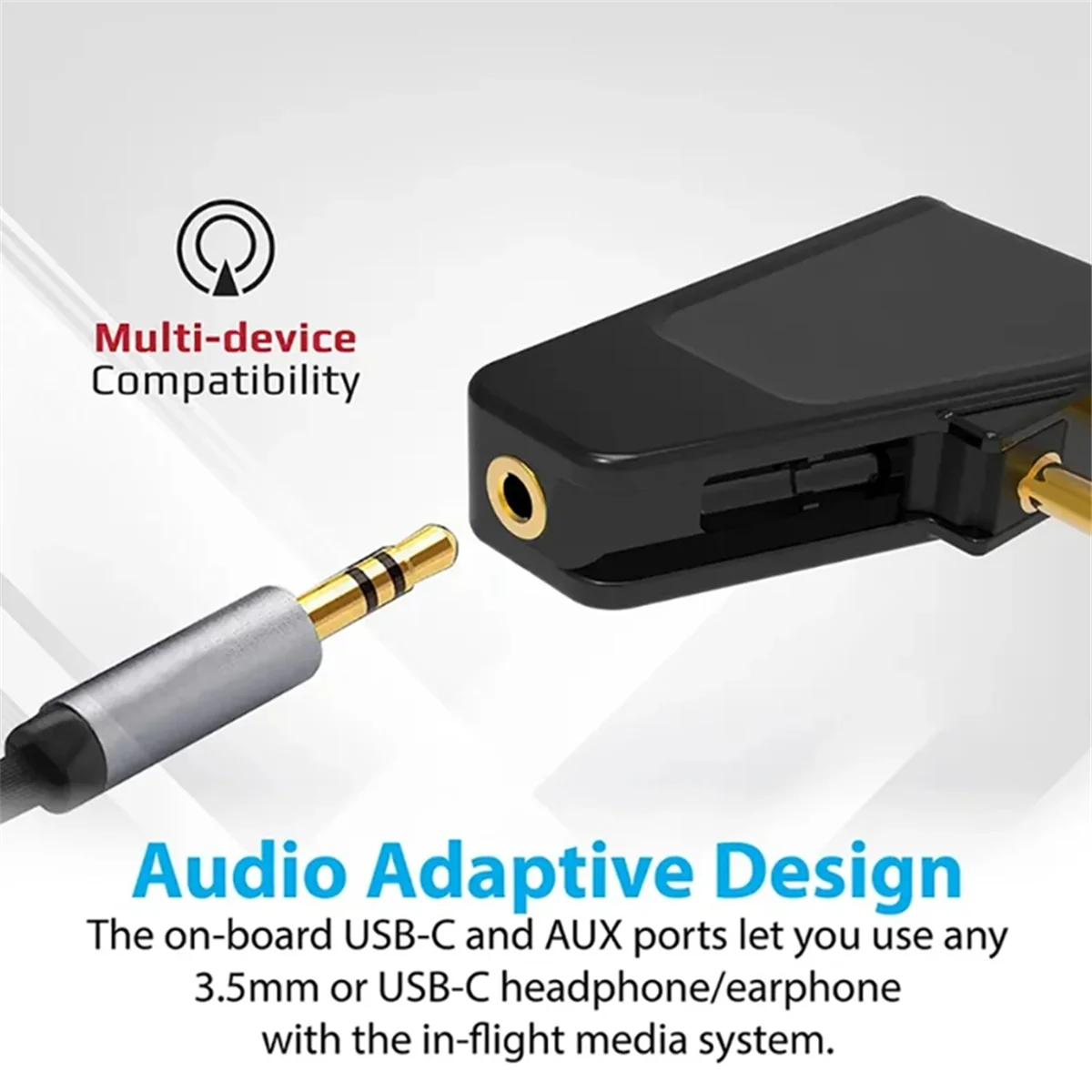 New Bluetooth 5.3 Airplane Airline Flight Adapter A2DP Transmitter for Aonic 40 50 Wireless Noise Cancelling Headphones