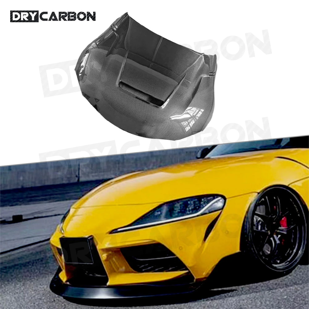 High Quality Carbon Fiber Material Engine Hood Bonnet Front Bumper Hood for Toyota Supra 2019 - 2020 FRP Car Styling