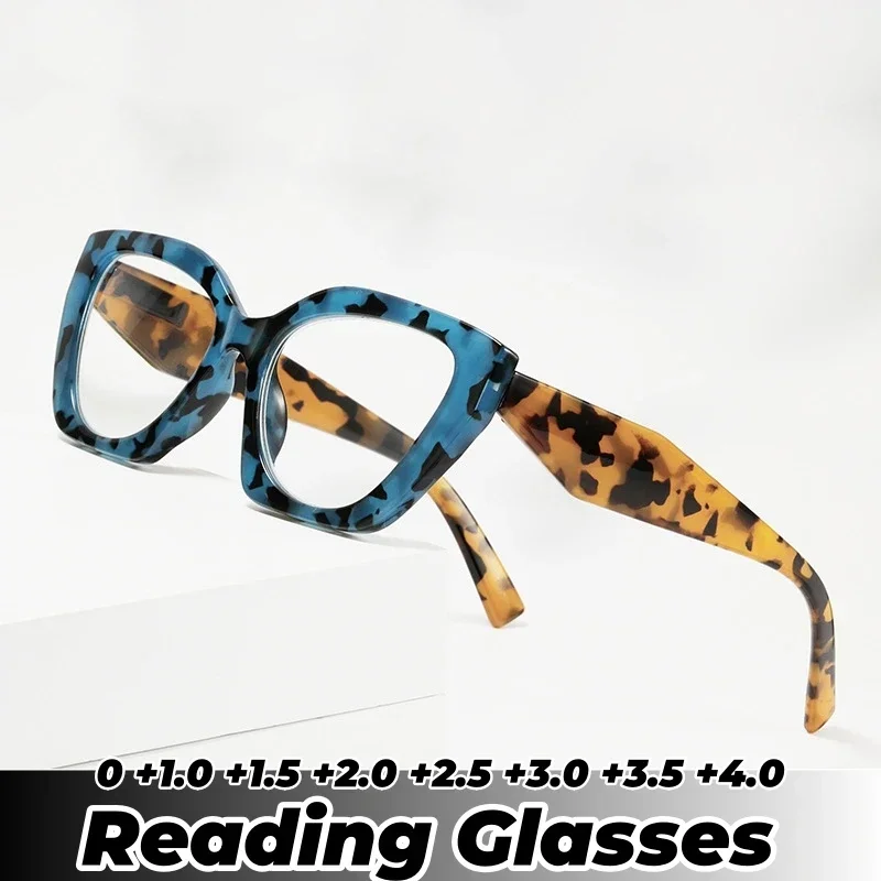 

Ladies Anti-blue Light Plus Diopter Eyewear Vintage Women Large Reading Glasses Trendy HD Lens Far Sight Eyeglasses 0 To +4.0
