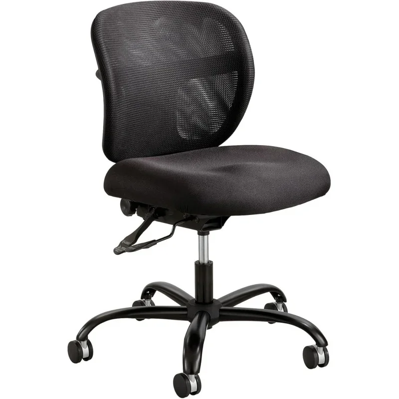 Intensive-Use Big and Tall Rolling Swivel Task Chair - 500lbs Capacity, Ergonomic Mesh Back, Caster Wheels - Black 3397BL