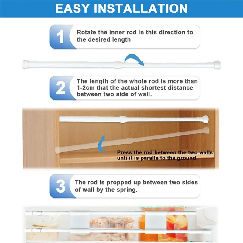 Reliable-4 Pcs Double RV Refrigerator Bars Adjustable Fridge Tension Rods RV Refrigerator Kitchen Accessories, Fridge Bars
