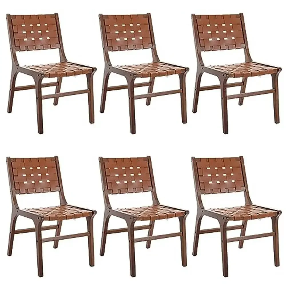 Modern Kitchen Chairs Set of 6 Dining Room Chairs PU Leather Wood Frame Side Chair Farmhouse Comfy Seat Stable Durable