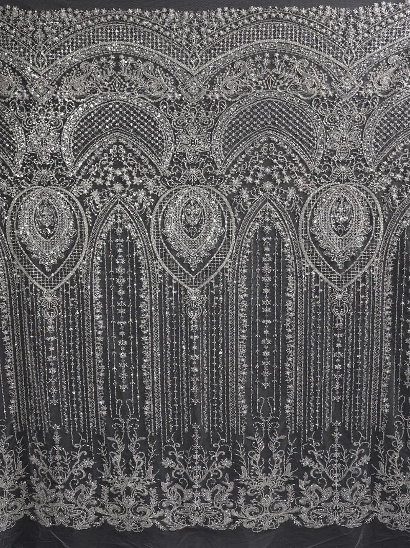 New Style Mesh Embroidery Beadwork Sequins for Wedding Dresses Children's Clothing Lace Fabrics Handmade DIY Curtain Decorations
