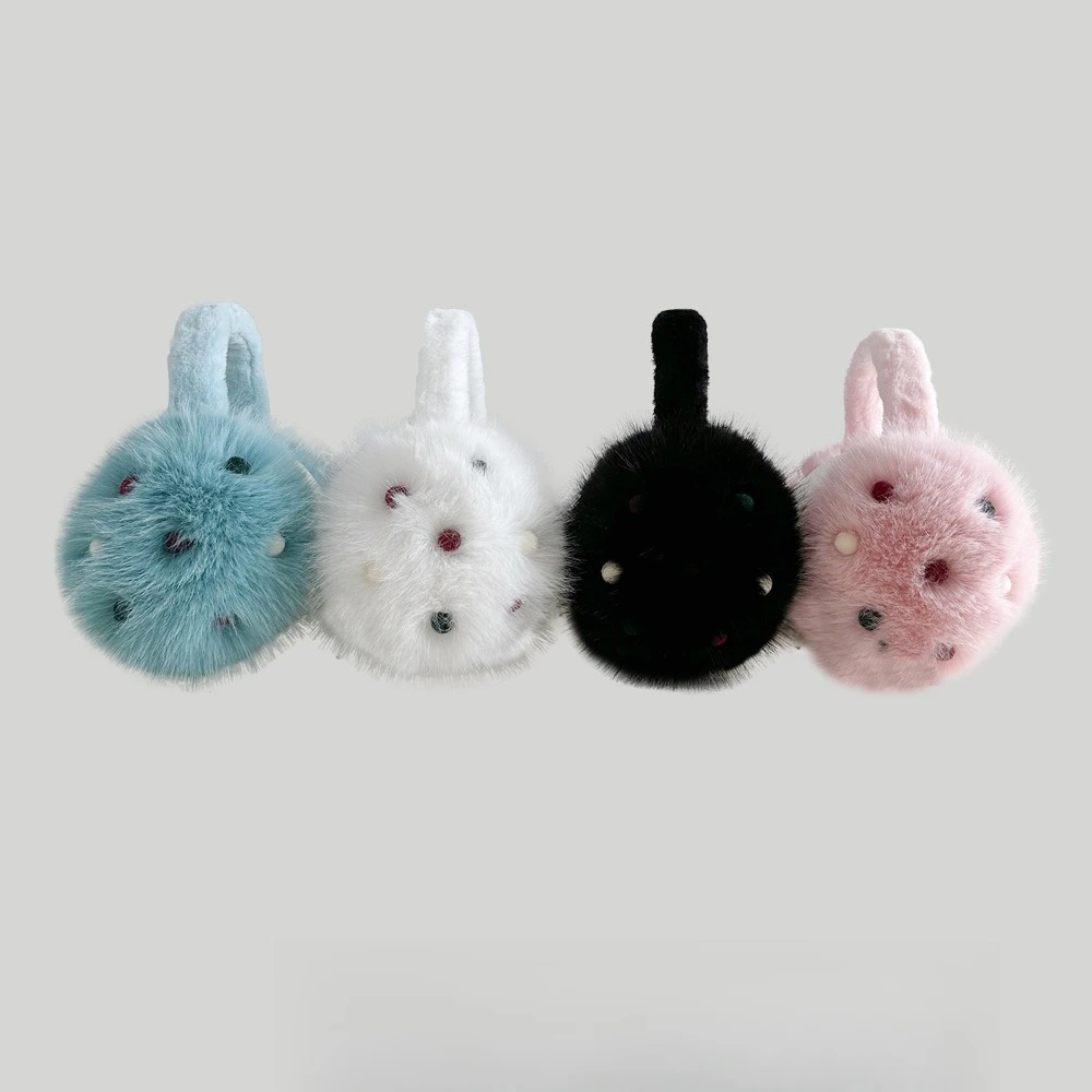 Fashion Spotted Earmuffs 2025 Innovative Inlaid Cute Small Balls Plush Earmuffs Winter Comfortable Windproof Ear Warm Woman Man
