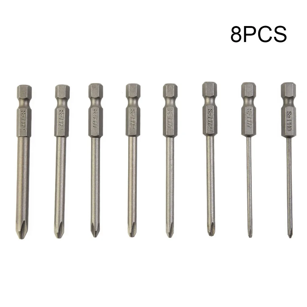 

8 Pcs Magnetic Screwdriver Bits 75mm Cross Head 6.35mm Hex Shank PH0 PH1 PH2 For Electric Driver Hand Drill Tools Accessories