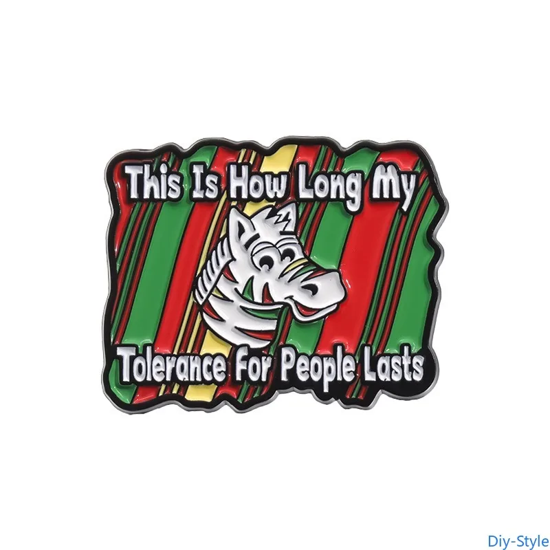 

Colorful Zebra Pattern Badge English Short Sentence Clothing Accessories Brooch