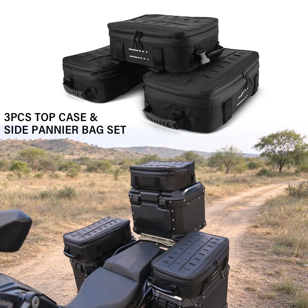 For BMW R1250GS R1200GS F850GS F800GS F750GS K1600 R1250RT S1000XR 3PCS Top Case Side Pannier Luggage Bag Set