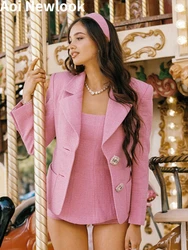 Aoi Superior Tailored Woven Blazer Coat 2023 High Qualitty Y2k Vestidos Fashion Women's Luxury Diamond Button Spaghetti Suit