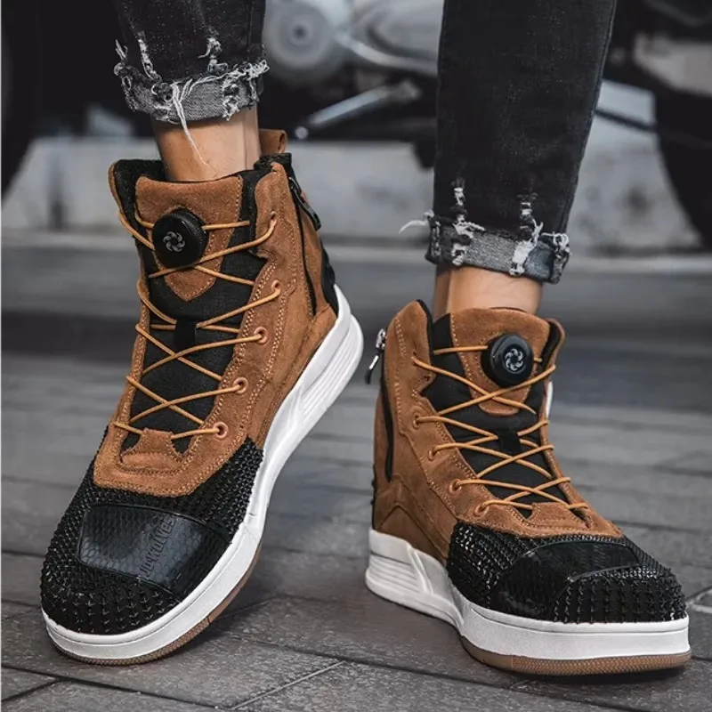 Motorcycle Boots Casual Shoes Ultrafine Fiber Leather Motorcycle Cross-country Riding Boots Motorcycle Riding Shoes Botas Moto