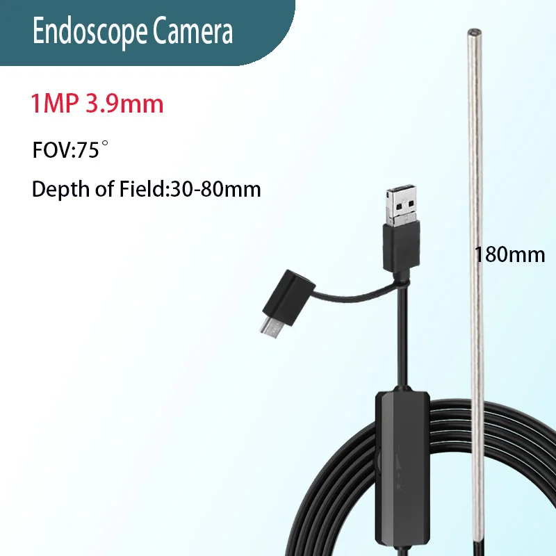 

TYPE-C Endoscope 3.9mm 720P Single Camera 3 IN 1 Micro USB For Android Phones& PC Waterproof Pipe Inspection Borescope