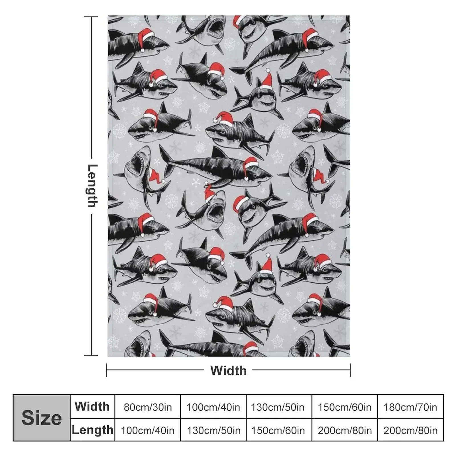 Santa Sharks Throw Blanket Bed linens Custom Furry Summer Blankets