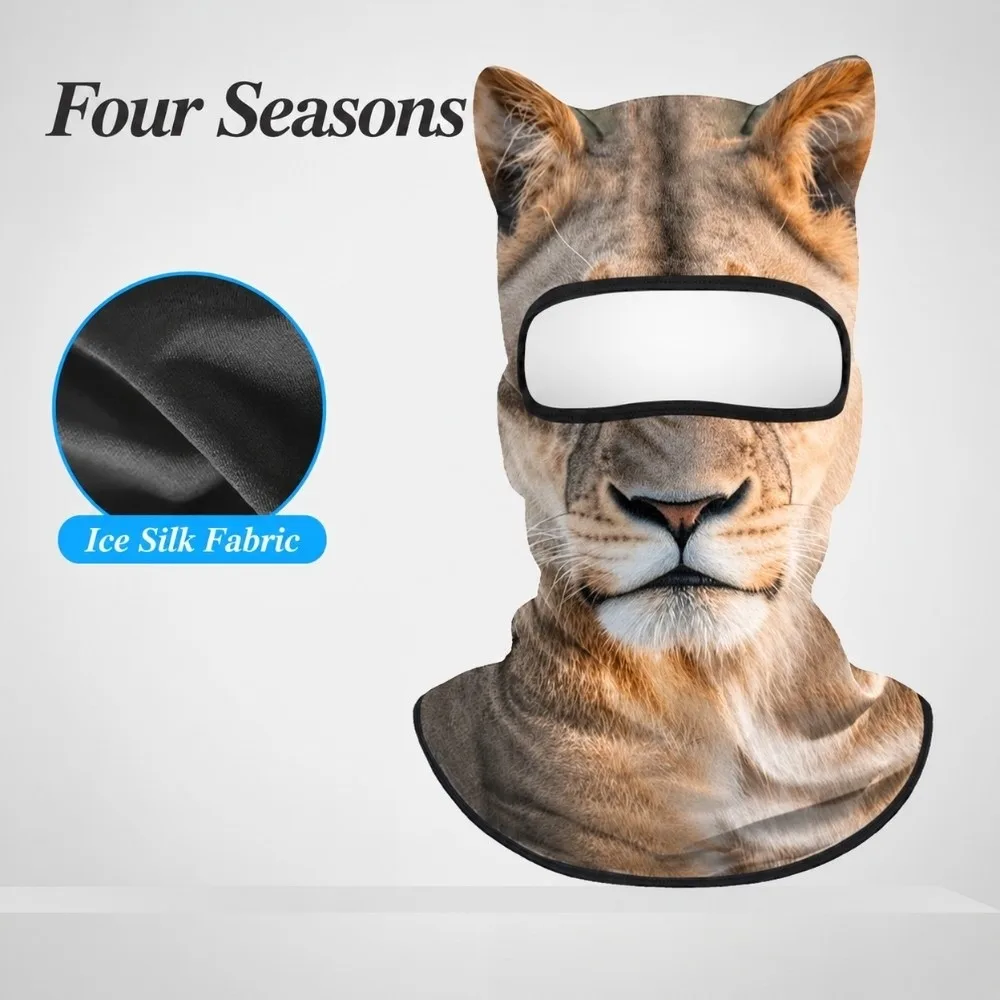 Animal Pattern Balaclava Mask Ice Silk Windproof Full Face Mask Skin Friendly Breathable Eared Head Cover Cycling/Party/Outdoor