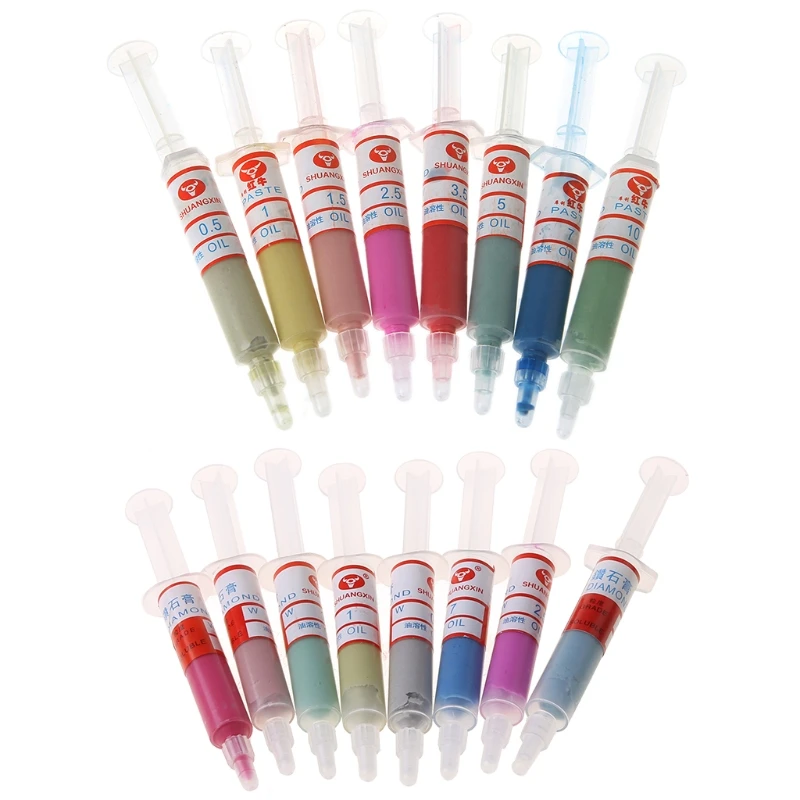 M6CF 8Pcs Diamond Polishing Lapping Pastes Compound Syringes Set 0.5-10 Micron Tools