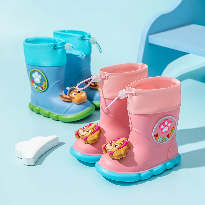 PAW Patrol scarpe da pioggia per bambini, stivali da pioggia con suola morbida antiscivolo a tubo medio, scarpe in gomma impermeabili per bambini