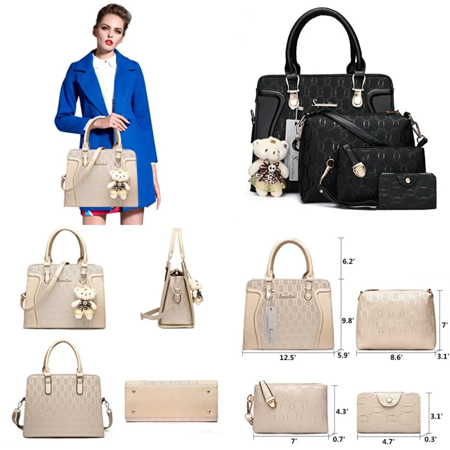 Women's Fashion Handbags Tote Bags Shoulder Bag Top Handle Satchel Purse Set 4pcs