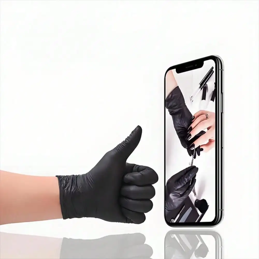 100 piezas de guantes de nitrilo desechables multifuncionales, excelentes helantes para limpiar y cocinar, diseño duradero, agua y aceite