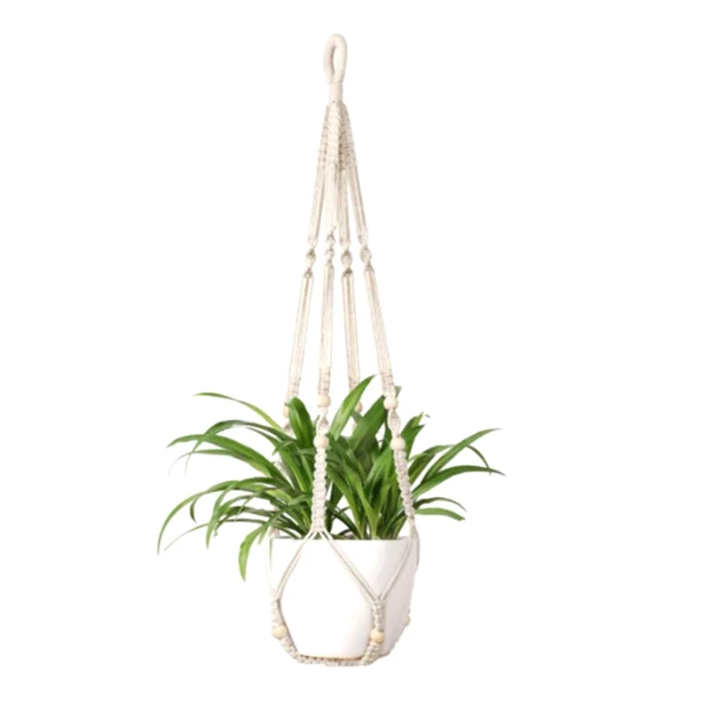 

【Superdeals】Handmade Macrame Plant Hanger Indoor Hanging Planter Basket Woven Cotton Rope Flower Pot Crochet Plant Holder Stand