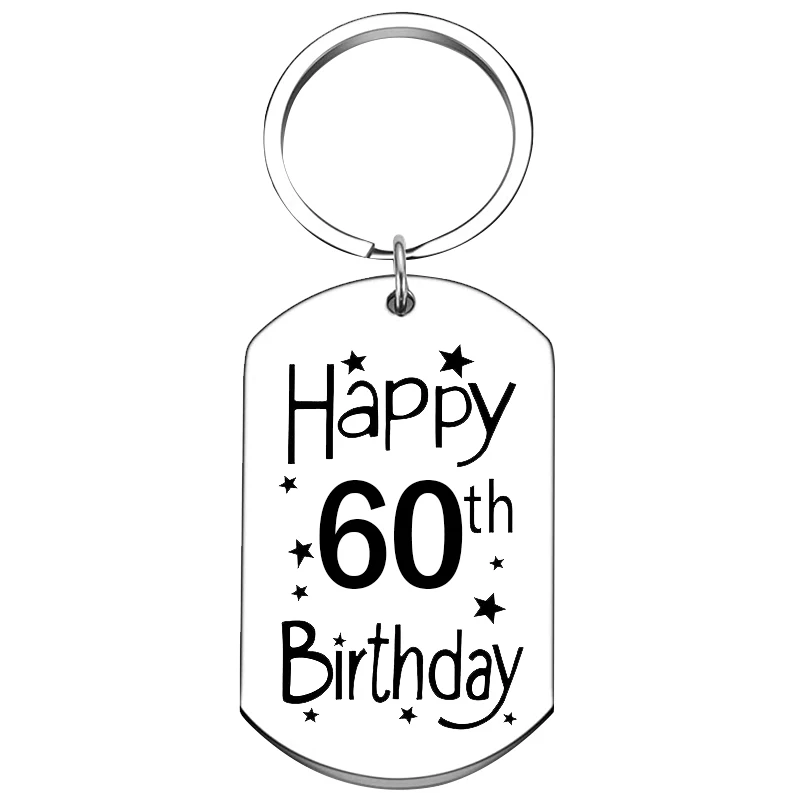 Happy 60th Birthday keyring Gift 60 years old Birthday Keychain for Friends Birthday Gifts for Women Men