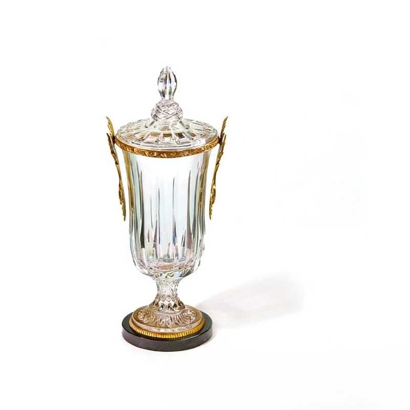 

High-end imported crystal glass storage tank vase flower arrangement living room entrance decorative ornament