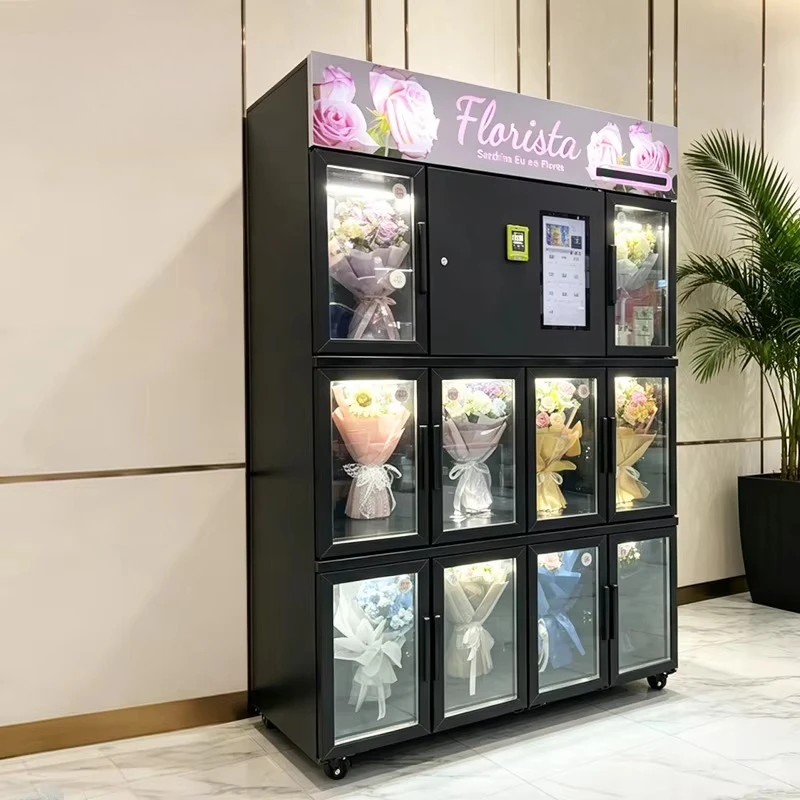 Flower Vending Machine, Automatic Self‑Service Flower Retail Booth, Remote Background Management, Easy Inventory Monitoring