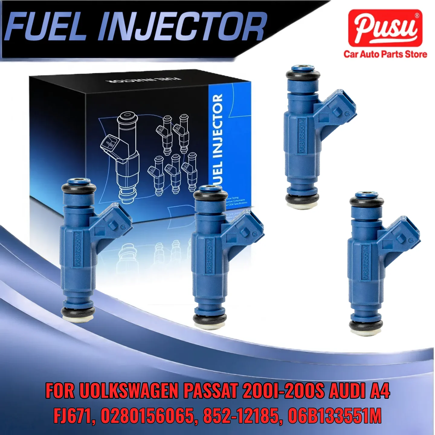 

4pcs Fuel Injector for Audi A4 Quattro for Volkswagen Passat 18L 0280156065 85212185 06B133551M