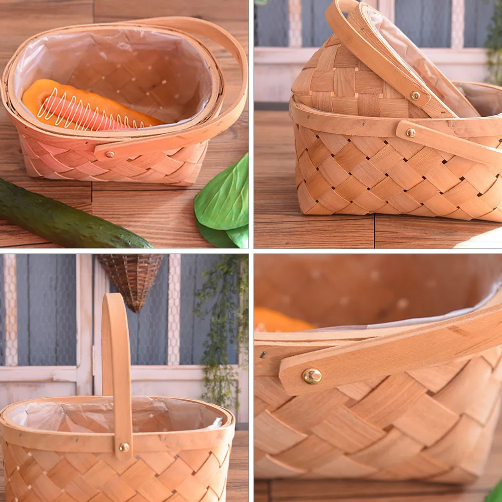 

1Pcs Handcrafted Bamboo Woven Flower Basket Solid Color Elegant Portable Handheld Basket for Indoor Outdoor Decor Storage Use