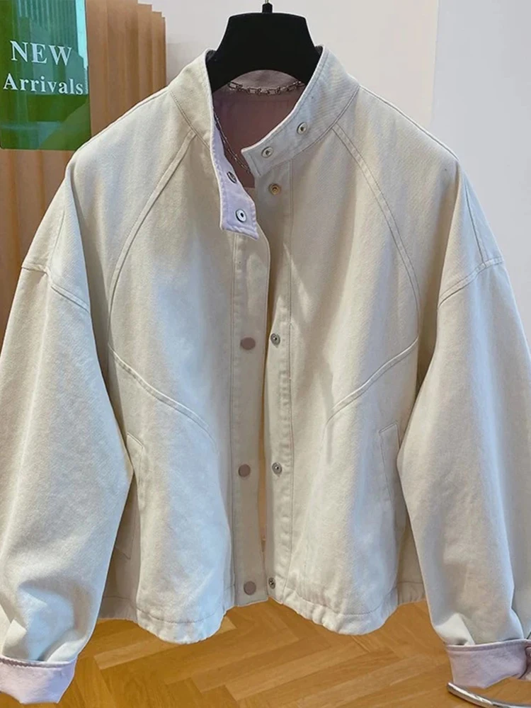 Faionable ort طوق عارضة الدنيم Jaet المرأة ربيع الخريف جديد Sle حجم صغير تصميم عصري زر حتى معطف السيدات